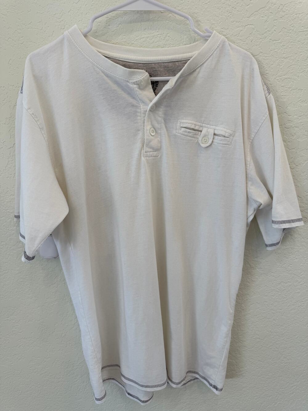 Mecca USA Star Mens White Henley Shirt Y2K Hip Hop Streetwear 2XL